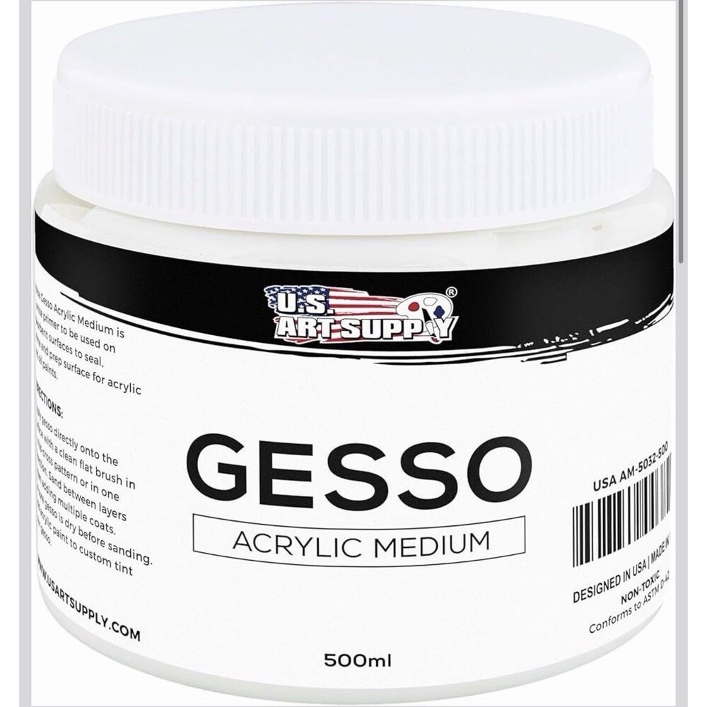 White Gesso Primer - 16.9Oz (500Ml) for Oil & Acrylic Paint - Superior Coverage